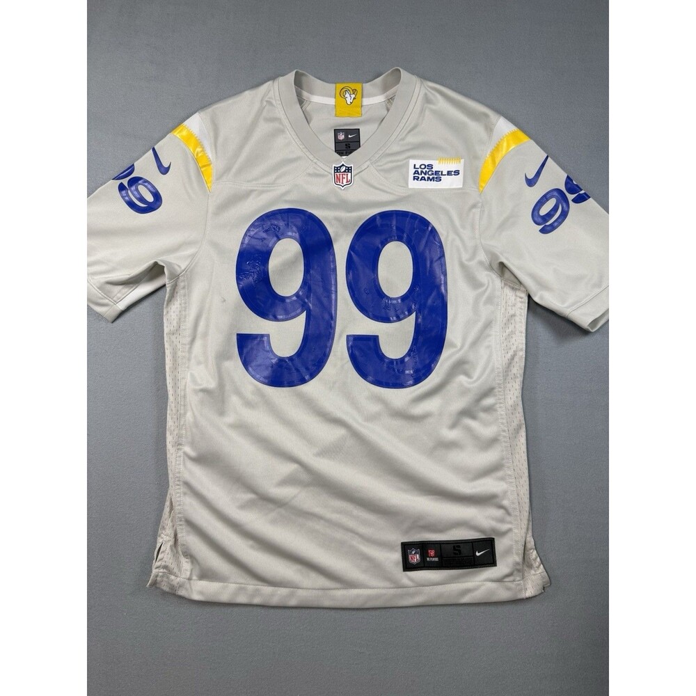 Nike Los Angeles Rams Aaron Donald #99 On Field Game Jersey Size S Bone White